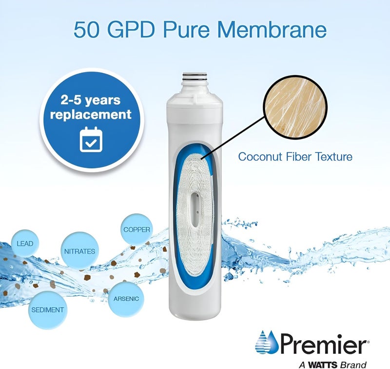 Watts Premier WP105331 RO Pure Reverse Osmosis Water Filter Replacement Kit - 50 GPD, Green - Image 2
